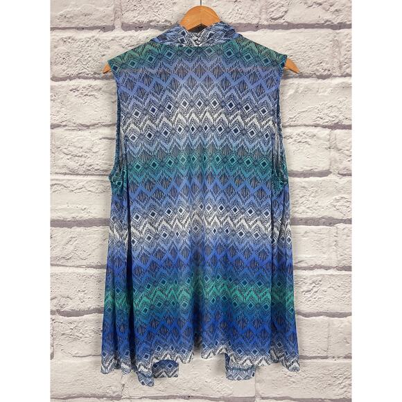 Chico's Womens XL Travelers Boho Coastal Resortwear Artsy Geometric Duster Vest - Picture 4 of 11